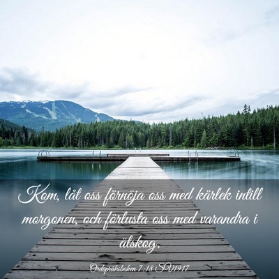 Picture 03 - Ordspråksboken 7:18 SV1917 - Kom, låt oss förnöja oss med kärlek intill - Bible Verse Picture