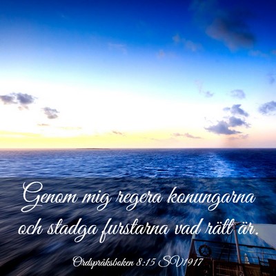 Picture 03 - Ordspråksboken 8:15 SV1917 - Genom mig regera konungarna och stadga furstarna - Bible Verse Picture