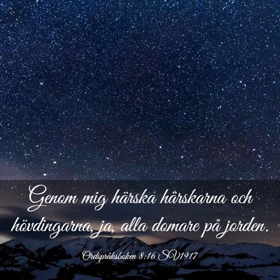 Picture 03 - Ordspråksboken 8:16 SV1917 - Genom mig härska härskarna och hövdingarna, - Bible Verse Picture