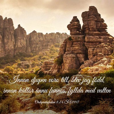 Picture 03 - Ordspråksboken 8:24 SV1917 - Innan djupen voro till, blev jag född, innan - Bible Verse Picture