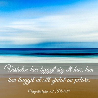 Picture 03 - Ordspråksboken 9:1 SV1917 - Visheten har byggt sig ett hus, hon har huggit ut - Bible Verse Picture
