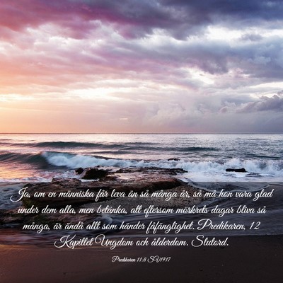 Picture 03 - Predikaren 11:8 SV1917 - Ja, om en människa får leva än så många år, - Bible Verse Picture