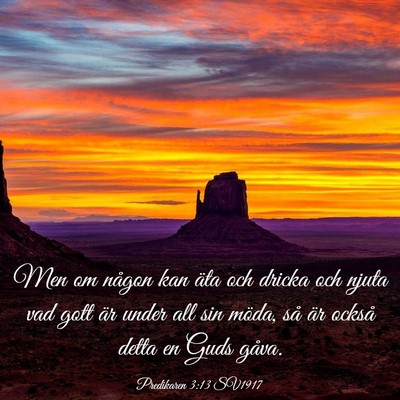 Picture 03 - Predikaren 3:13 SV1917 - Men om någon kan äta och dricka och njuta vad - Bible Verse Picture