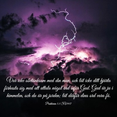 Picture 03 - Predikaren 5:1 SV1917 - Var icke obetänksam med din mun, och låt icke - Bible Verse Picture