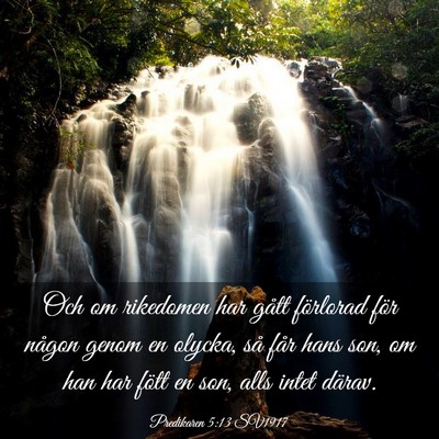 Picture 03 - Predikaren 5:13 SV1917 - Och om rikedomen har gått förlorad för någon - Bible Verse Picture