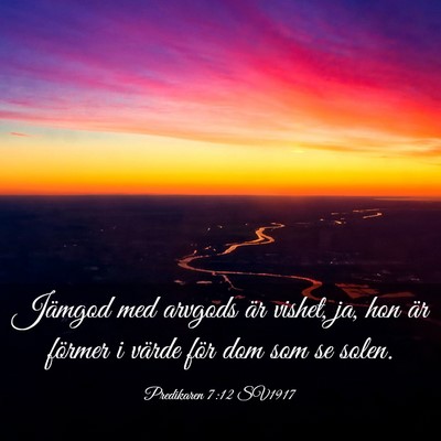 Picture 03 - Predikaren 7:12 SV1917 - Jämgod med arvgods är vishet, ja, hon är - Bible Verse Picture