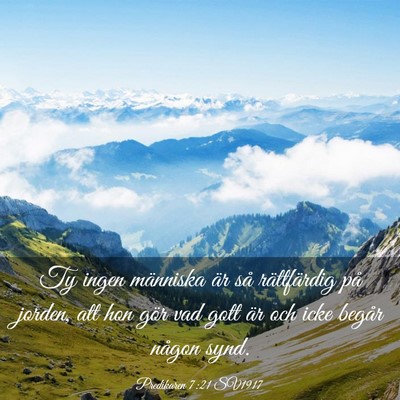 Picture 03 - Predikaren 7:21 SV1917 - Ty ingen människa är så rättfärdig på - Bible Verse Picture