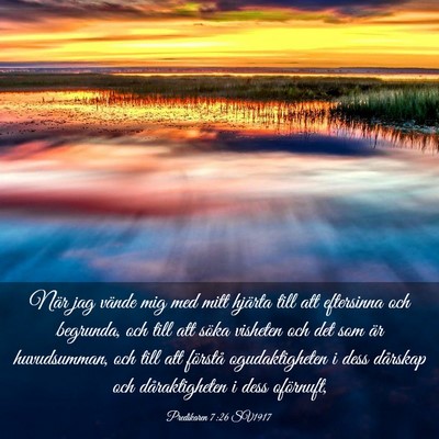 Picture 03 - Predikaren 7:26 SV1917 - När jag vände mig med mitt hjärta till att - Bible Verse Picture
