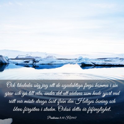 Picture 03 - Predikaren 8:10 SV1917 - Ock likaledes såg jag att de ogudaktiga fingo - Bible Verse Picture