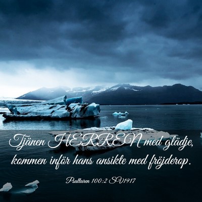 Picture 03 - Psaltaren 100:2 SV1917 - Tjänen HERREN med glädje, kommen inför hans - Bible Verse Picture