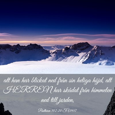 Picture 03 - Psaltaren 102:20 SV1917 - att han har blickat ned från sin heliga höjd, - Bible Verse Picture