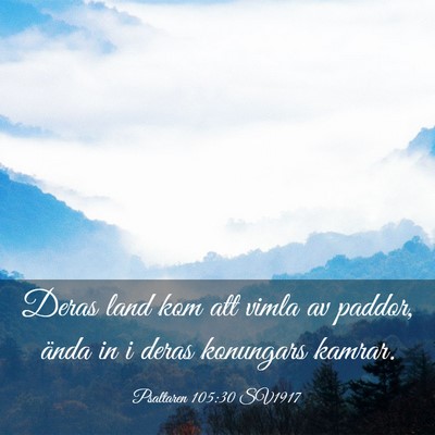 Picture 03 - Psaltaren 105:30 SV1917 - Deras land kom att vimla av paddor, ända in i - Bible Verse Picture