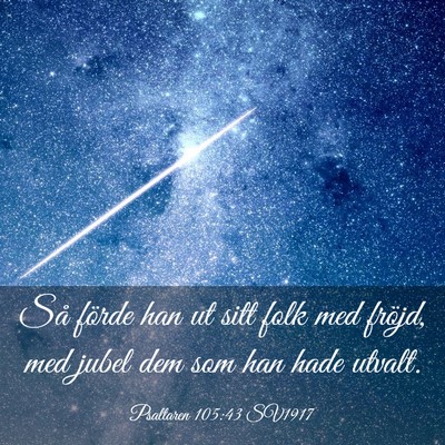 Picture 03 - Psaltaren 105:43 SV1917 - Så förde han ut sitt folk med fröjd, med jubel - Bible Verse Picture