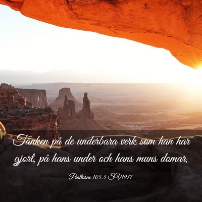 Picture 03 - Psaltaren 105:5 SV1917 - Tänken på de underbara verk som han har gjort, - Bible Verse Picture