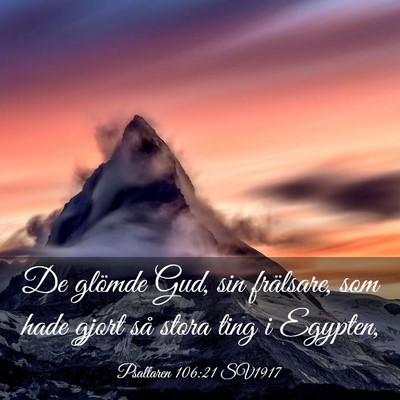 Picture 03 - Psaltaren 106:21 SV1917 - De glömde Gud, sin frälsare, som hade gjort så - Bible Verse Picture