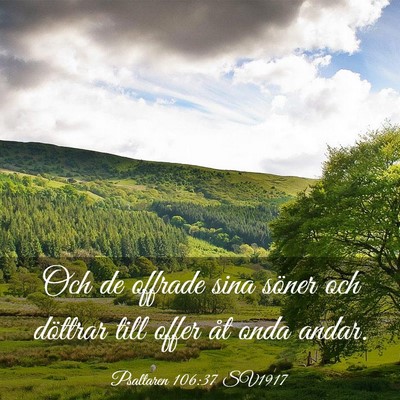 Picture 03 - Psaltaren 106:37 SV1917 - Och de offrade sina söner och döttrar till - Bible Verse Picture