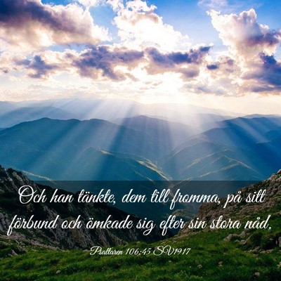 Picture 03 - Psaltaren 106:45 SV1917 - Och han tänkte, dem till fromma, på sitt - Bible Verse Picture