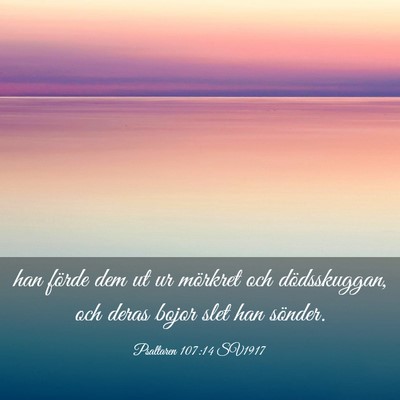 Picture 03 - Psaltaren 107:14 SV1917 - han förde dem ut ur mörkret och dödsskuggan, - Bible Verse Picture
