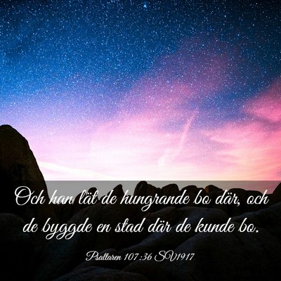 Picture 03 - Psaltaren 107:36 SV1917 - Och han lät de hungrande bo där, och de byggde - Bible Verse Picture