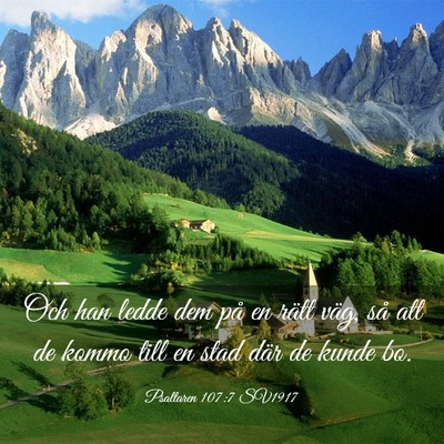 Picture 03 - Psaltaren 107:7 SV1917 - Och han ledde dem på en rätt väg, så att de - Bible Verse Picture