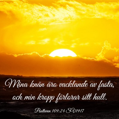 Picture 03 - Psaltaren 109:24 SV1917 - Mina knän äro vacklande av fasta, och min kropp - Bible Verse Picture