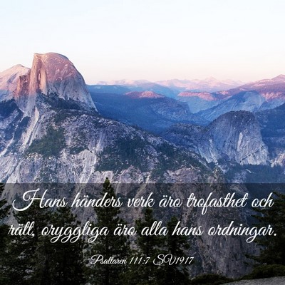Picture 03 - Psaltaren 111:7 SV1917 - Hans händers verk äro trofasthet och rätt, - Bible Verse Picture