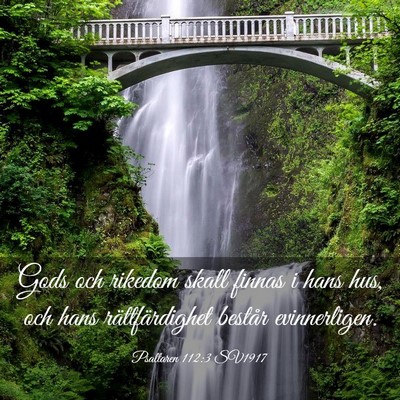 Picture 03 - Psaltaren 112:3 SV1917 - Gods och rikedom skall finnas i hans hus, och - Bible Verse Picture