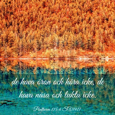 Picture 03 - Psaltaren 115:6 SV1917 - de hava öron och höra icke, de hava näsa och - Bible Verse Picture