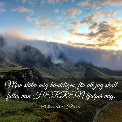 Picture 03 - Psaltaren 118:13 SV1917 - Man stöter mig hårdeligen, för att jag skall - Bible Verse Picture