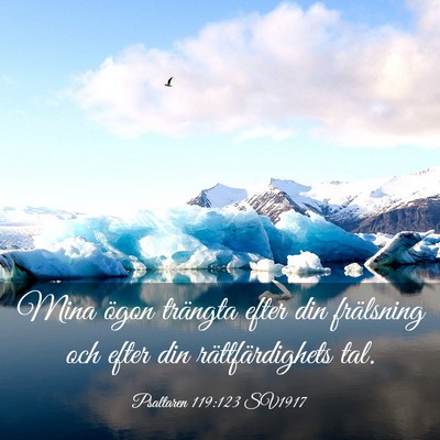 Picture 03 - Psaltaren 119:123 SV1917 - Mina ögon trängta efter din frälsning och - Bible Verse Picture