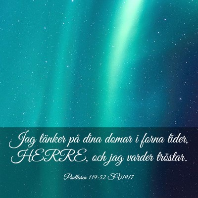 Picture 03 - Psaltaren 119:52 SV1917 - Jag tänker på dina domar i forna tider, HERRE, - Bible Verse Picture