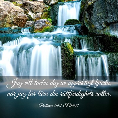 Picture 03 - Psaltaren 119:7 SV1917 - Jag vill tacka dig av uppriktigt hjärta, när - Bible Verse Picture
