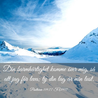 Picture 03 - Psaltaren 119:77 SV1917 - Din barmhärtighet komme över mig, så att jag - Bible Verse Picture