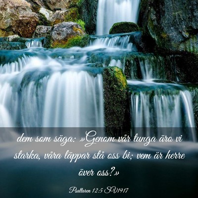 Picture 03 - Psaltaren 12:5 SV1917 - dem som säga: »Genom vår tunga äro vi starka, - Bible Verse Picture