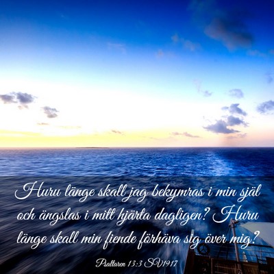 Picture 03 - Psaltaren 13:3 SV1917 - Huru länge skall jag bekymras i min själ och - Bible Verse Picture