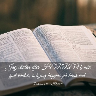 Picture 03 - Psaltaren 130:5 SV1917 - Jag väntar efter HERREN, min själ väntar, och - Bible Verse Picture