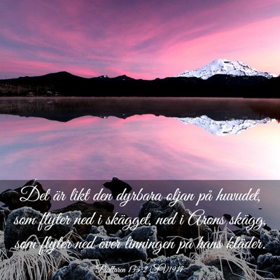 Picture 03 - Psaltaren 133:2 SV1917 - Det är likt den dyrbara oljan på huvudet, som - Bible Verse Picture
