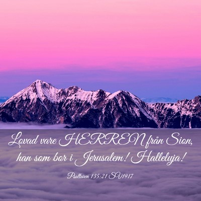 Picture 03 - Psaltaren 135:21 SV1917 - Lovad vare HERREN från Sion, han som bor i - Bible Verse Picture