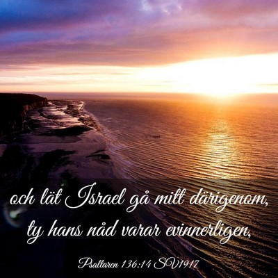 Picture 03 - Psaltaren 136:14 SV1917 - och lät Israel gå mitt därigenom, ty hans nåd - Bible Verse Picture