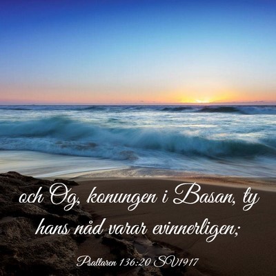 Picture 03 - Psaltaren 136:20 SV1917 - och Og, konungen i Basan, ty hans nåd varar - Bible Verse Picture