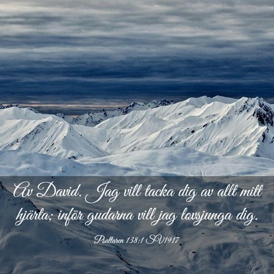 Picture 03 - Psaltaren 138:1 SV1917 - Av David. Jag vill tacka dig av allt mitt - Bible Verse Picture
