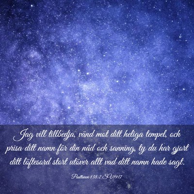 Picture 03 - Psaltaren 138:2 SV1917 - Jag vill tillbedja, vänd mot ditt heliga tempel, - Bible Verse Picture