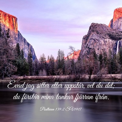 Picture 03 - Psaltaren 139:2 SV1917 - Evad jag sitter eller uppstår, vet du det; du - Bible Verse Picture
