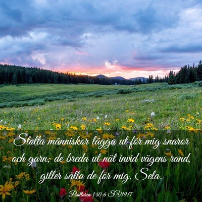 Picture 03 - Psaltaren 140:6 SV1917 - Stolta människor lägga ut för mig snaror och - Bible Verse Picture