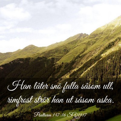 Picture 03 - Psaltaren 147:16 SV1917 - Han låter snö falla såsom ull, rimfrost strör - Bible Verse Picture
