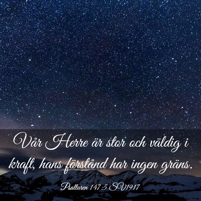 Picture 03 - Psaltaren 147:5 SV1917 - Vår Herre är stor och väldig i kraft, hans - Bible Verse Picture