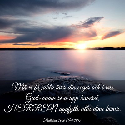 Picture 03 - Psaltaren 20:6 SV1917 - Må vi få jubla över din seger och i vår Guds - Bible Verse Picture