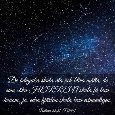 Picture 03 - Psaltaren 22:27 SV1917 - De ödmjuka skola äta och bliva mätta, de som - Bible Verse Picture