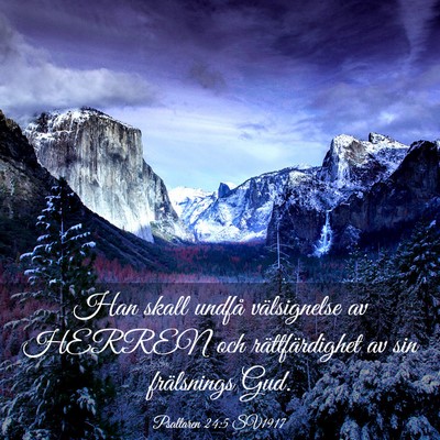 Picture 03 - Psaltaren 24:5 SV1917 - Han skall undfå välsignelse av HERREN och - Bible Verse Picture