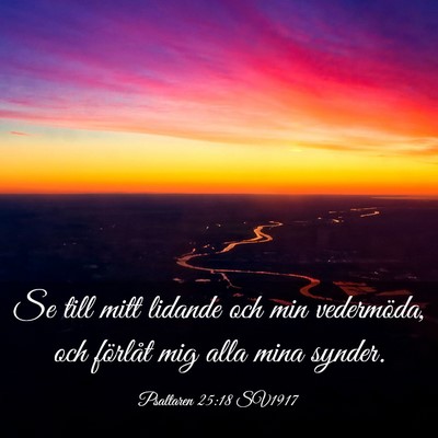 Picture 03 - Psaltaren 25:18 SV1917 - Se till mitt lidande och min vedermöda, och - Bible Verse Picture